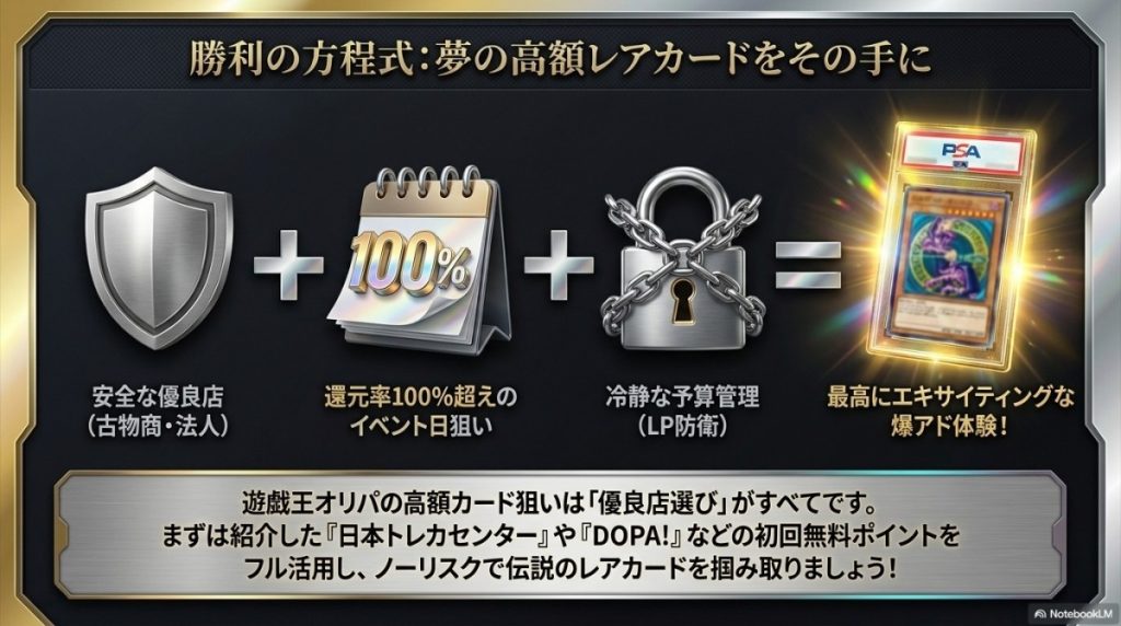 まとめ:遊戯王オリパの高額カード狙いは優良店選びがすべて!