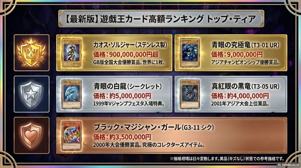 遊戯王 最新の高価買取相場表 図解イラスト