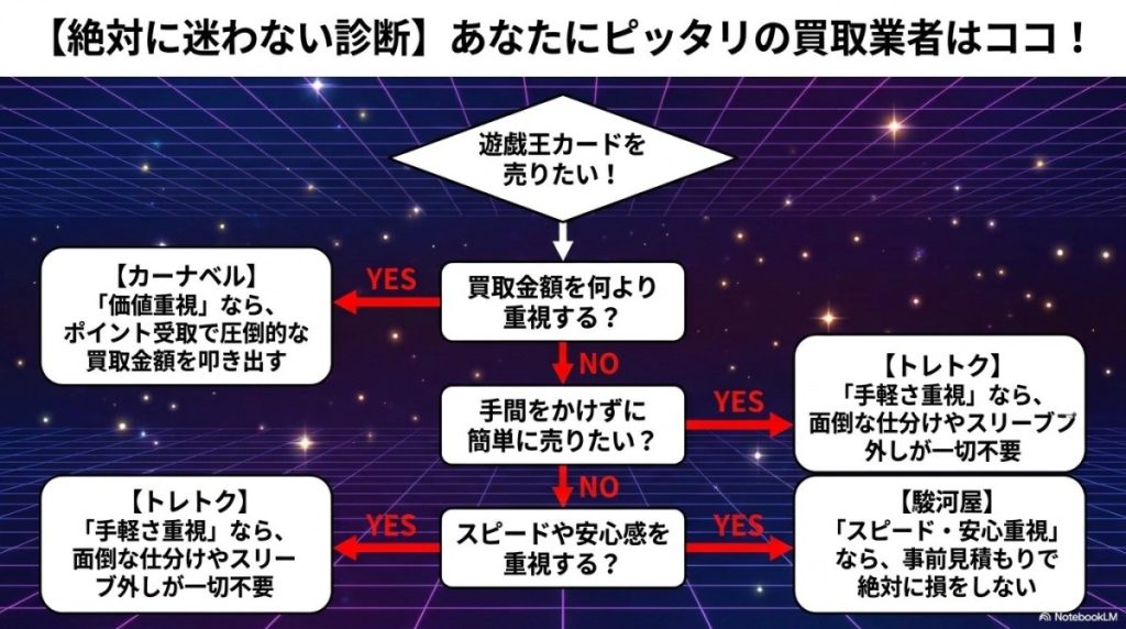 おすすめ買取業者 YES/NO診断チャートの図解画像