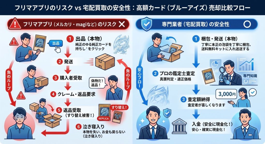 遊戯王_買取_ブルーアイズ_効果カード売却フロー図解