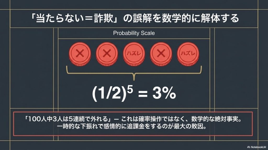 ニブイチ(1/2)オリパで連続して外れる確率と数学的事実