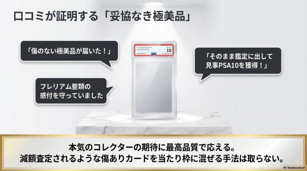 届いたカードの品質に関する口コミ:PSA10レベルの極美品を獲得