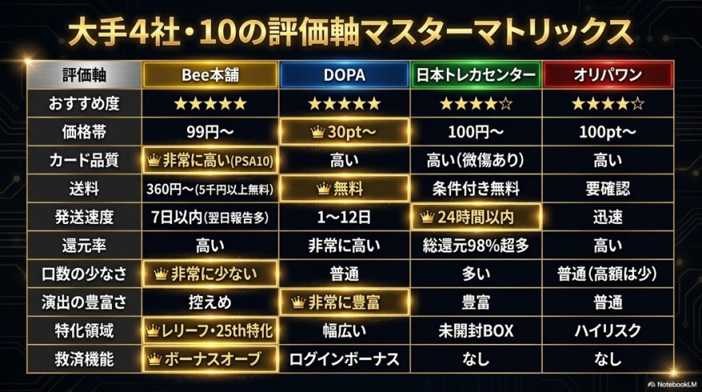 遊戯王のオリパはbee本舗が最強?10の評価軸で大手3社と徹底比較