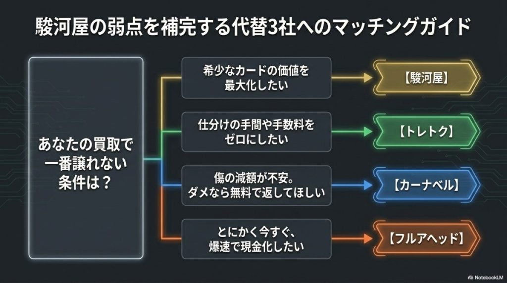 駿河屋の弱点を補完する代替3社へのマッチングガイド