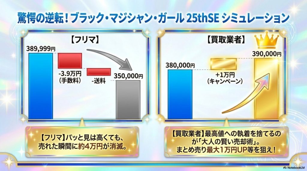 フリマと買取業者はどっちがお得?25thSEの実質手取り額シミュレーションとすり替えリスク
