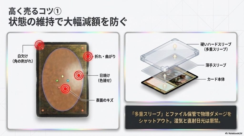 高く売るコツ1:スリーブ・ファイルで保管し綺麗な状態を保つ