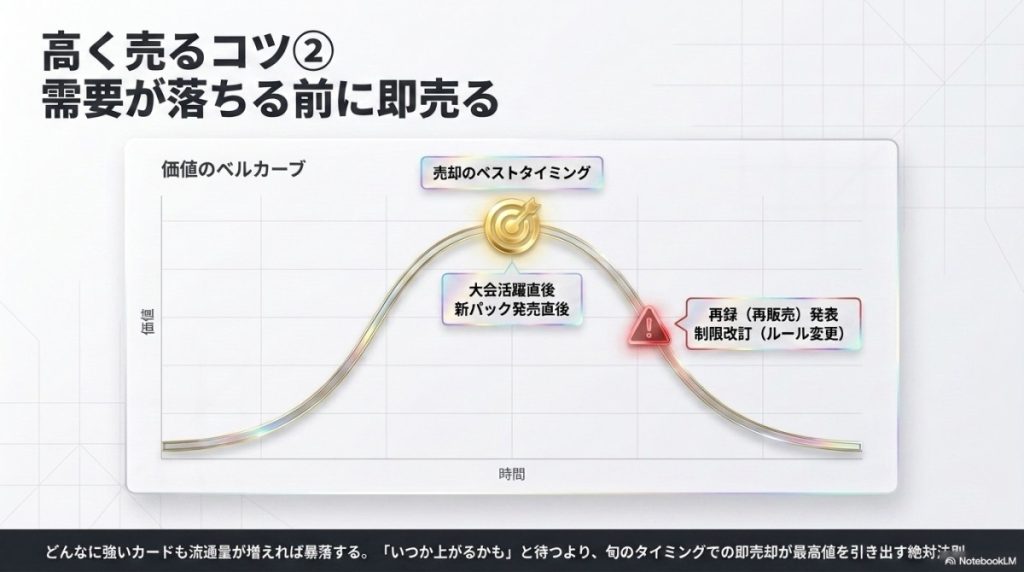 高く売るコツ2:需要が下がる前、新カード発売後や大会後に早めに売る