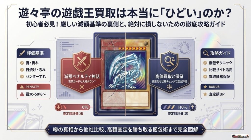 遊々亭の遊戯王買取はひどい？減額基準と評判を初心者向けに徹底検証　アイキャッチ