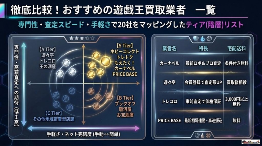 遊戯王カード旧世代の買取業者20社徹底比較一覧 図解イラスト