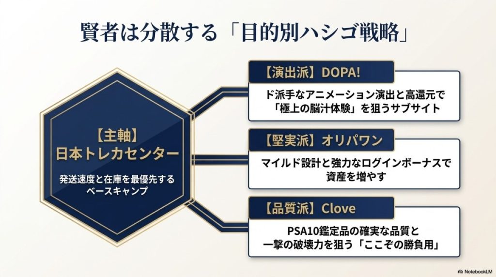 目的別!DOPA!やCloveなど日本トレカセンター以外の遊戯王オリパ優良店への分散型送客提案