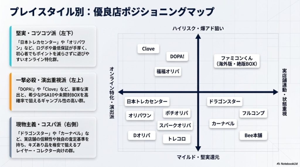 楽天ポイント・決済が使える!遊戯王オリパ優良店14選(詳細) 図解イラスト