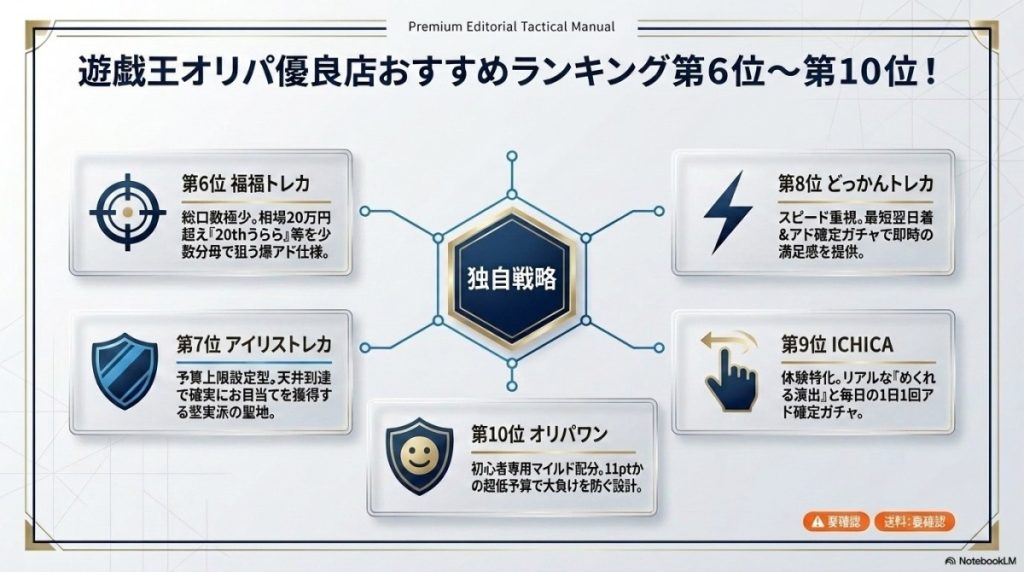 遊戯王オリパ優良店おすすめランキング第6位〜第10位!マイルド設定や実店舗の評判は? 図解イラスト