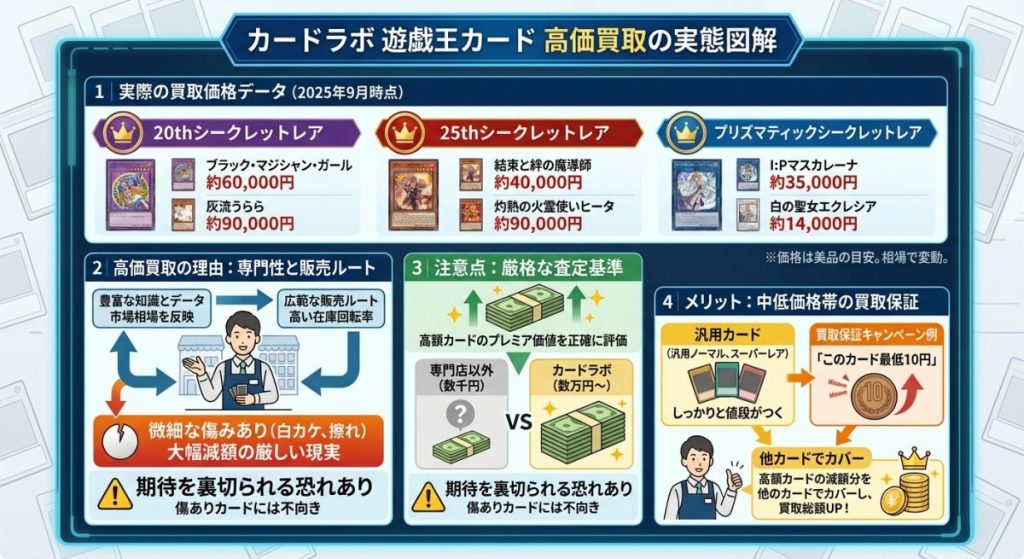 『実際の遊戯王カード高価買取データ』の図解画像