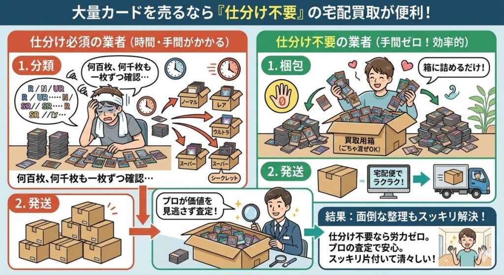 『面倒な「仕分け不要」で一括査定してくれる業者の選び方』の図解画像